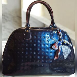 Arcadia Blue Patent Leather Satchel In Preloved Condition